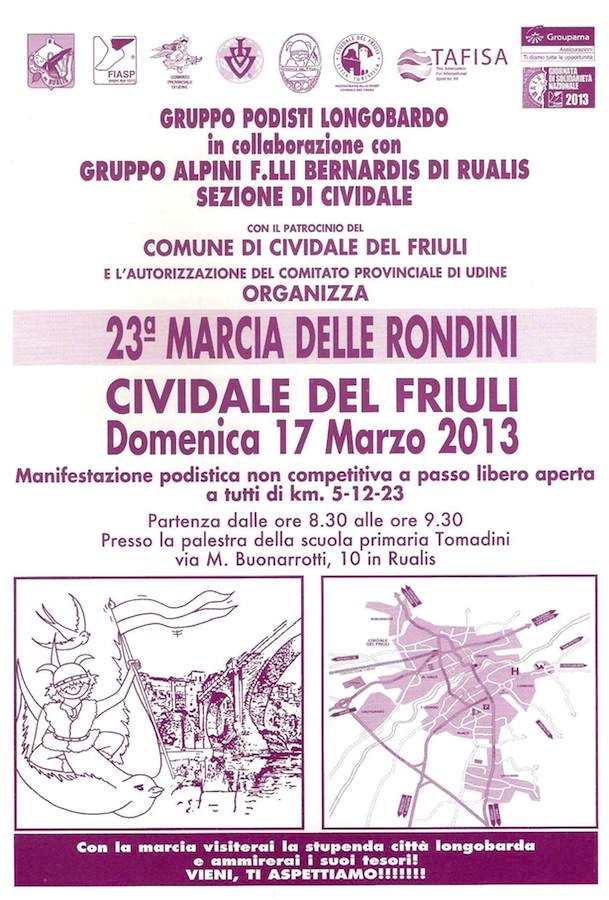 Cividale, 17 marzo Marcia delle rondini